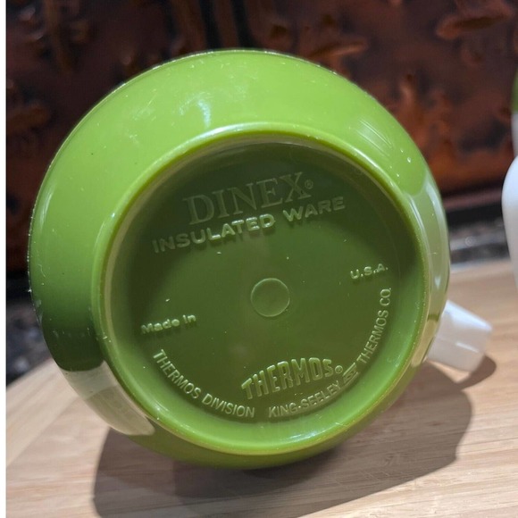 Dinex Thermos Green White Insulated Coffee Mug Cup Set 2 King Seely Camping RV - Picture 2 of 9